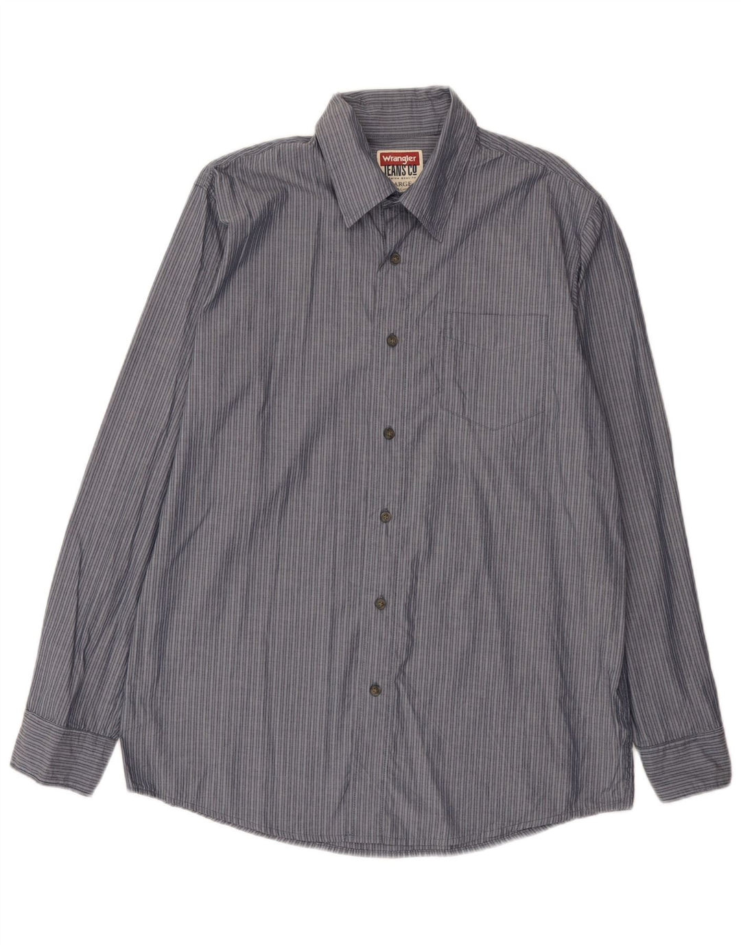 Camicia da uomo Wrangler grande in cotone gessato blu