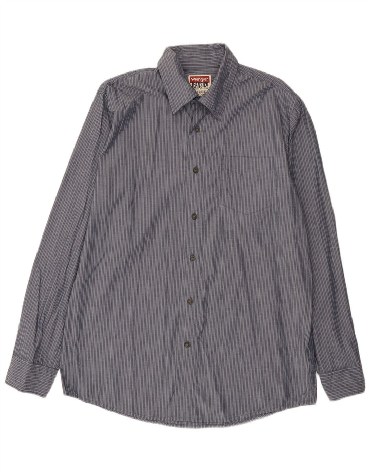 Camicia da uomo Wrangler grande in cotone gessato blu