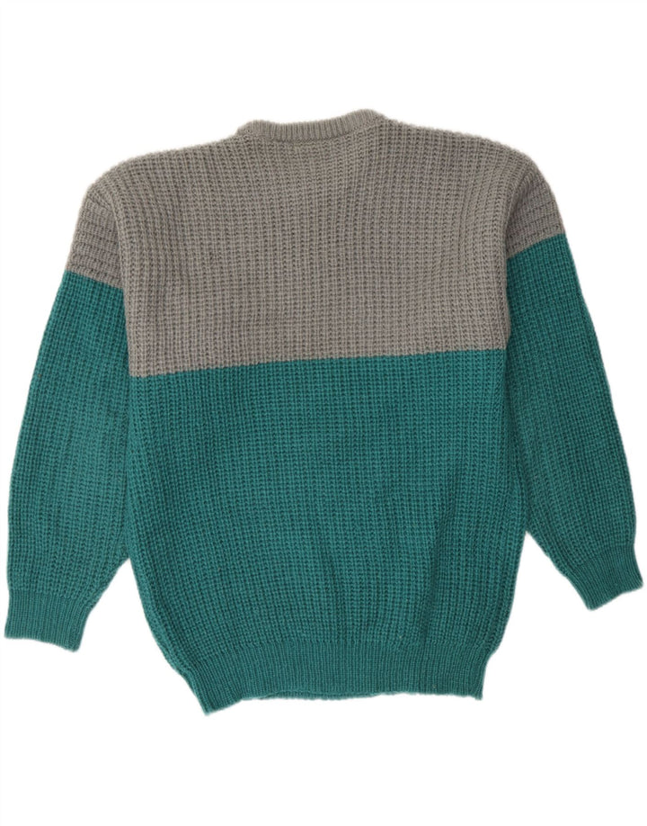 CANDA Mens Crew Neck Jumper Sweater IT 48/50 Medium Turquoise Colourblock Vintage Canda and Second-Hand Canda from Messina Hembry 