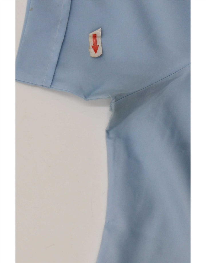 Camicetta camicia a maniche corte da donna vintage UK 14 poliestere blu medio