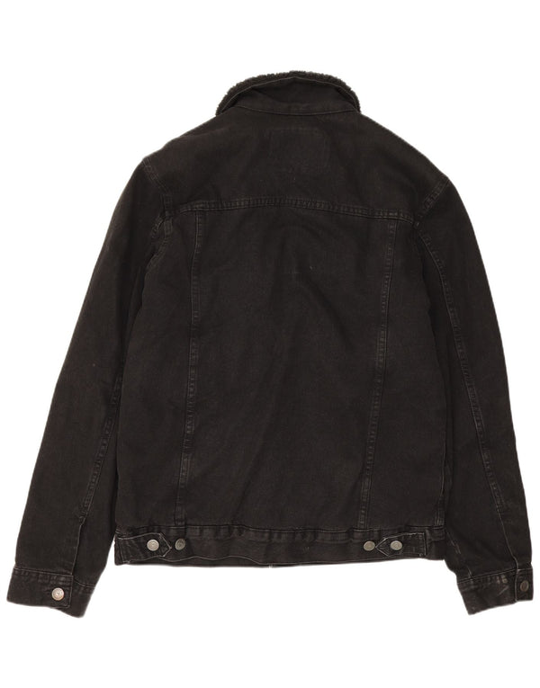 Giacca in denim Sherpa da uomo Zara UK 38 poliestere nero medio