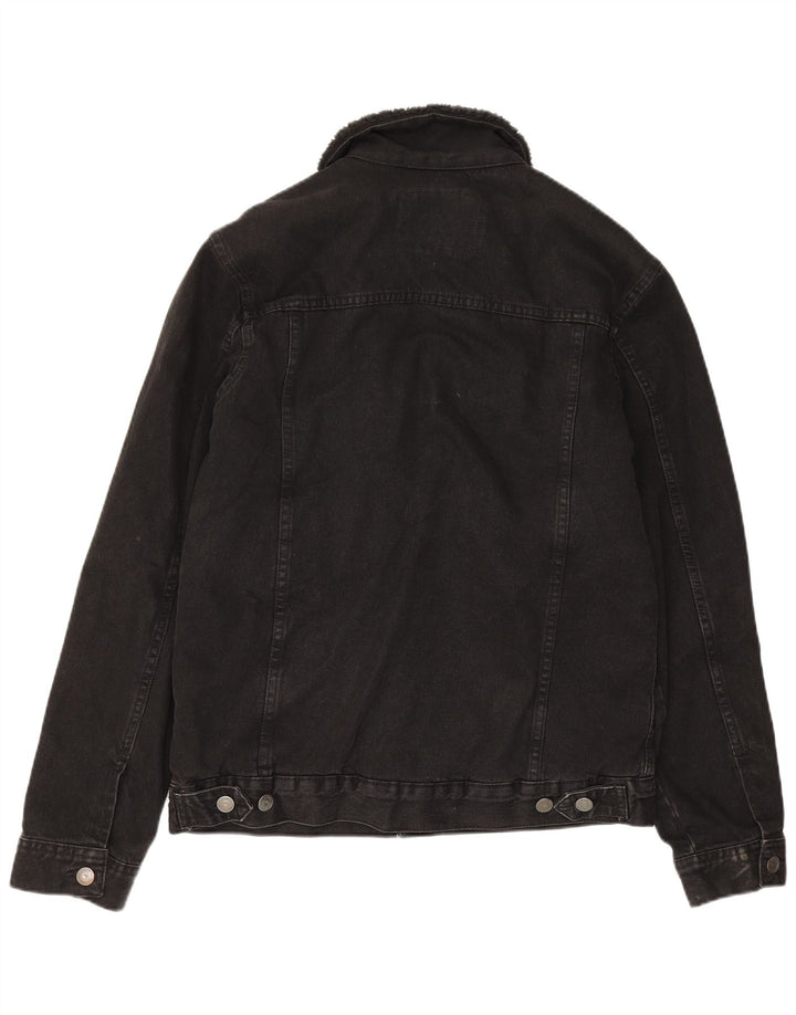 Giacca in denim Sherpa da uomo Zara UK 38 poliestere nero medio