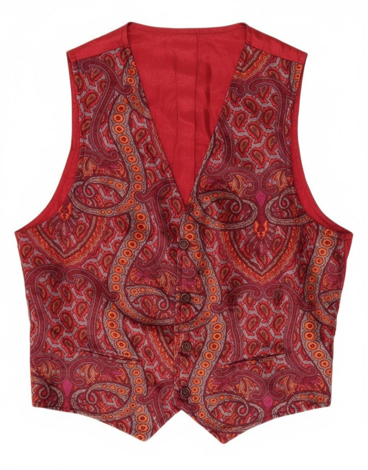 Gilet vintage da uomo con motivo cachemire bordeaux medio