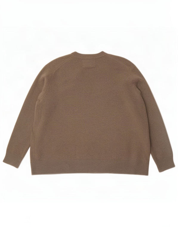 Maglione oversize con scollo a V da donna Zara UK 14 Cachemire medio kaki