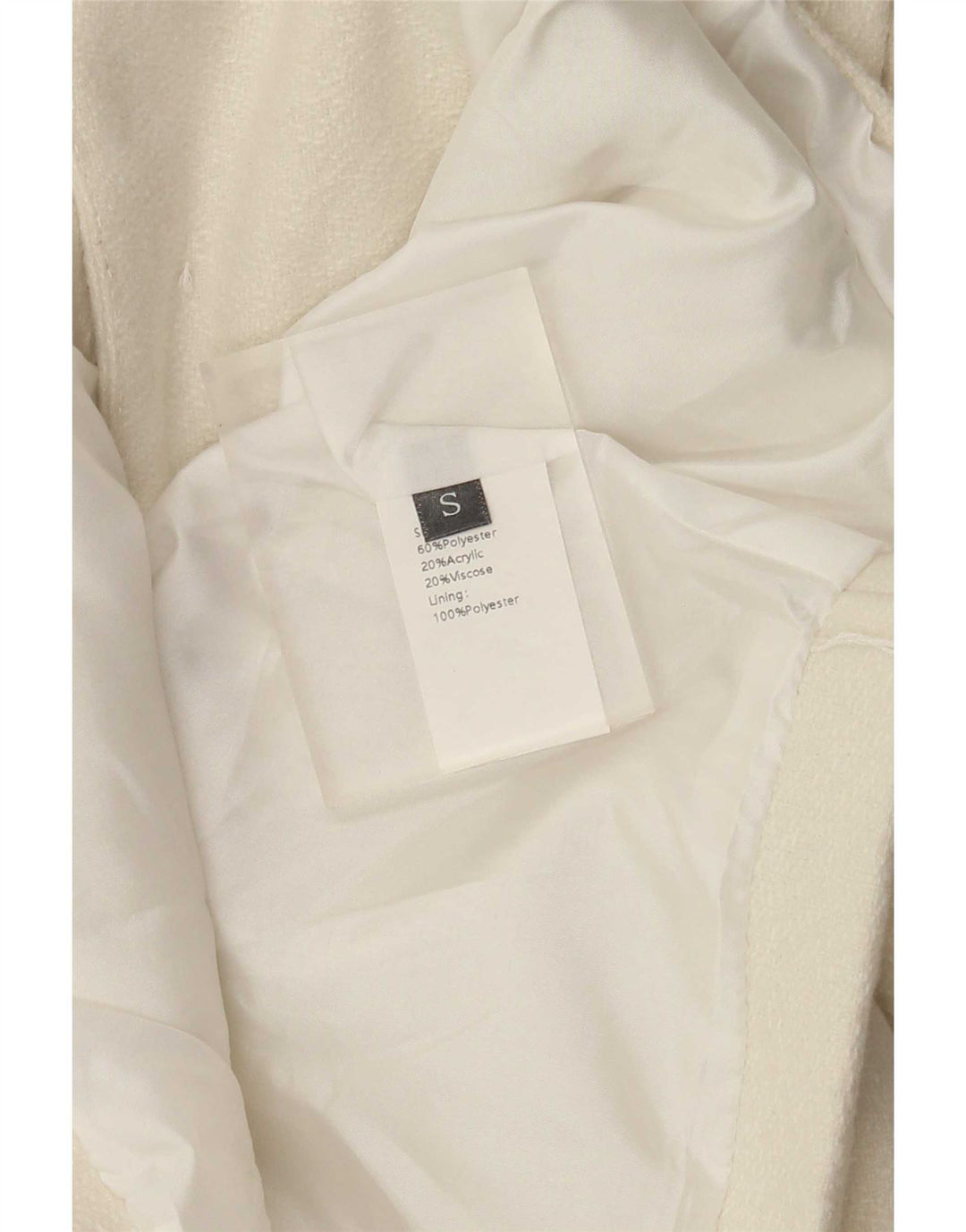 Giacca Bolero da donna vintage UK 10 piccola in poliestere bianco sporco