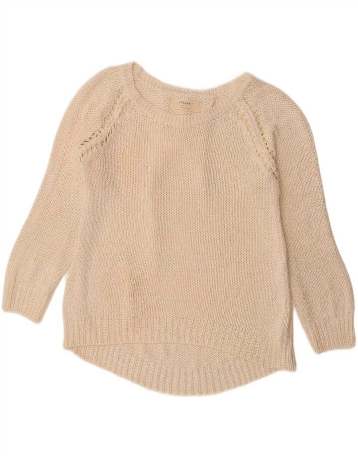 Maglione maglione con scollo a barca da donna Zara UK 16 grande bianco