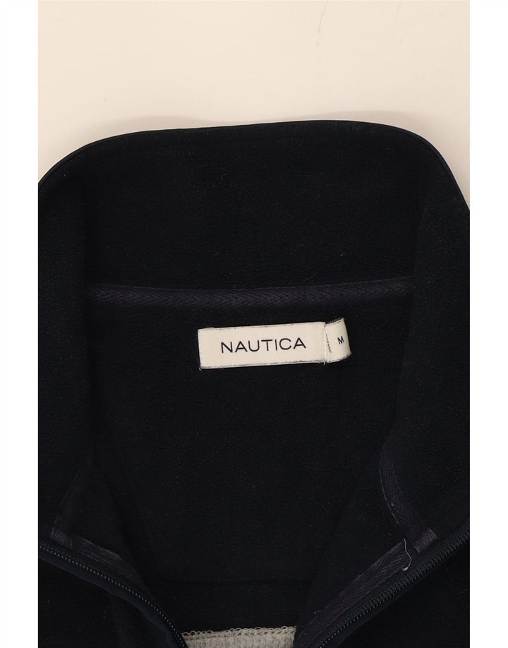 NAUTICA Mens Graphic Zip Neck Sweatshirt Jumper Medium Grey Colourblock Vintage Nautica and Second-Hand Nautica from Messina Hembry 