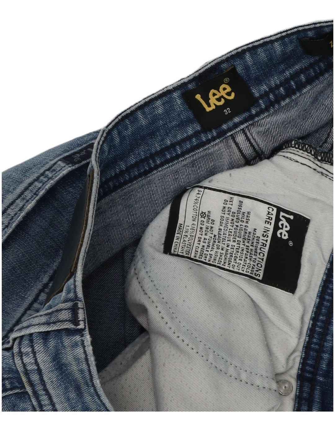 Pantaloncini di jeans invecchiati Lee da uomo W32 cotone blu medio
