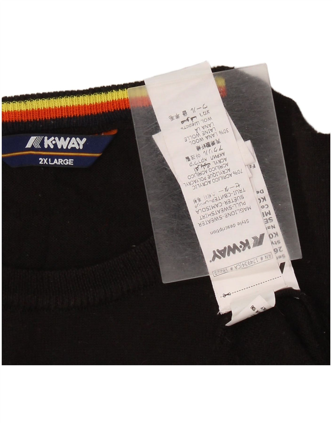 Maglione maglione girocollo da uomo K-Way 2XL acrilico nero