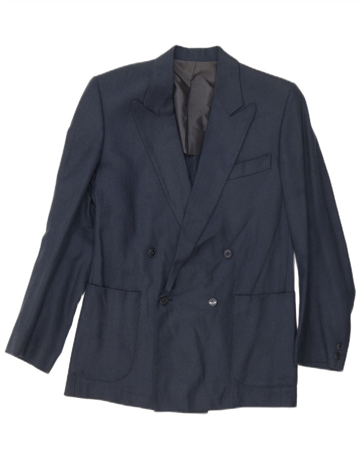 Giacca blazer doppiopetto vintage da uomo UK 38 media blu navy classica