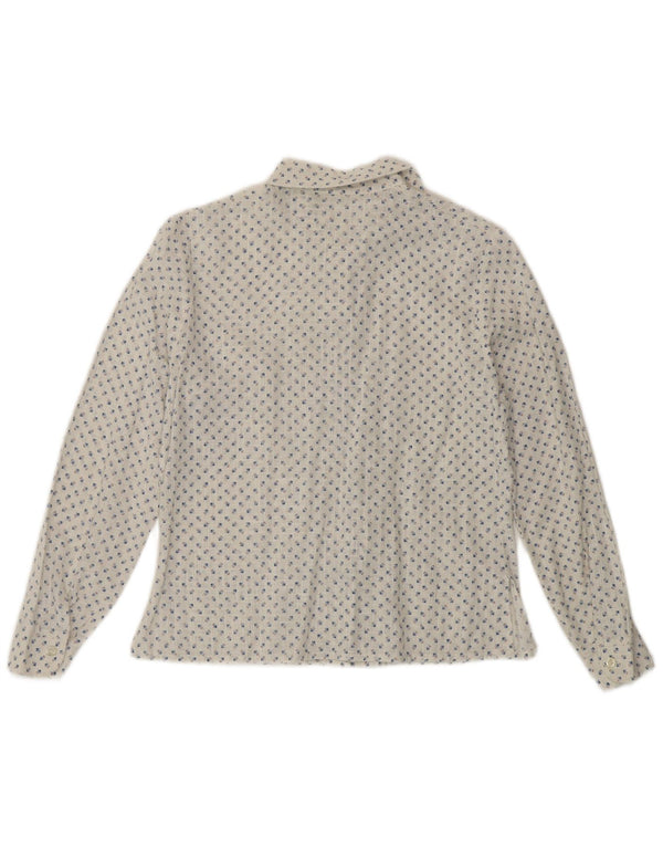 Camicia da donna vintage UK 14 floreale bianco medio