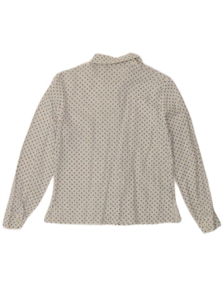 Camicia da donna vintage UK 14 floreale bianco medio