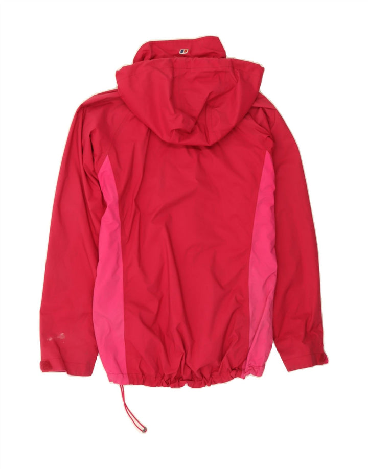 BERGHAUS Womens Hooded Rain Jacket UK 10 Large Pink Colourblock Polyester Vintage Berghaus and Second-Hand Berghaus from Messina Hembry 