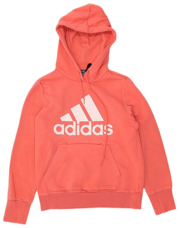 Maglione con cappuccio grafico da donna ADIDAS UK 8/10 piccolo cotone arancione