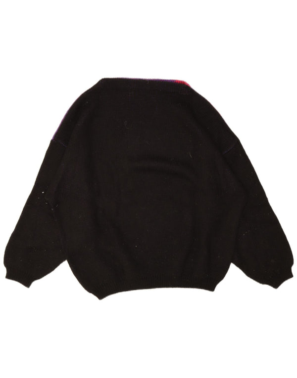 Vintage Womens Graphic Oversized Boat Neck Jumper Sweater UK 18 XL Purple