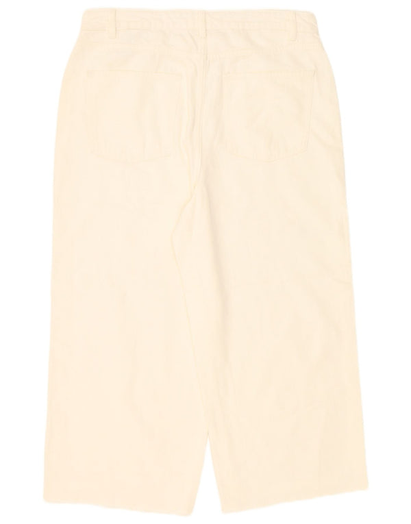 Jeans cropped a gamba larga da donna Marks & Spencer UK 16 Large W36 L24 bianco sporco