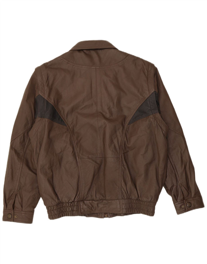 Giubbotto bomber da uomo in pelle liscia IT 50 Large in pelle marrone