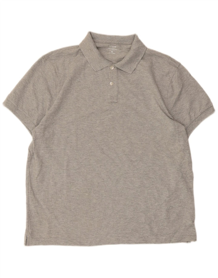 Polo da uomo J. Crew XL in cotone chiazzato grigio
