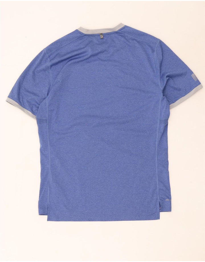 T-shirt Nike da uomo Dri Fit, top in poliestere a righe blu medio