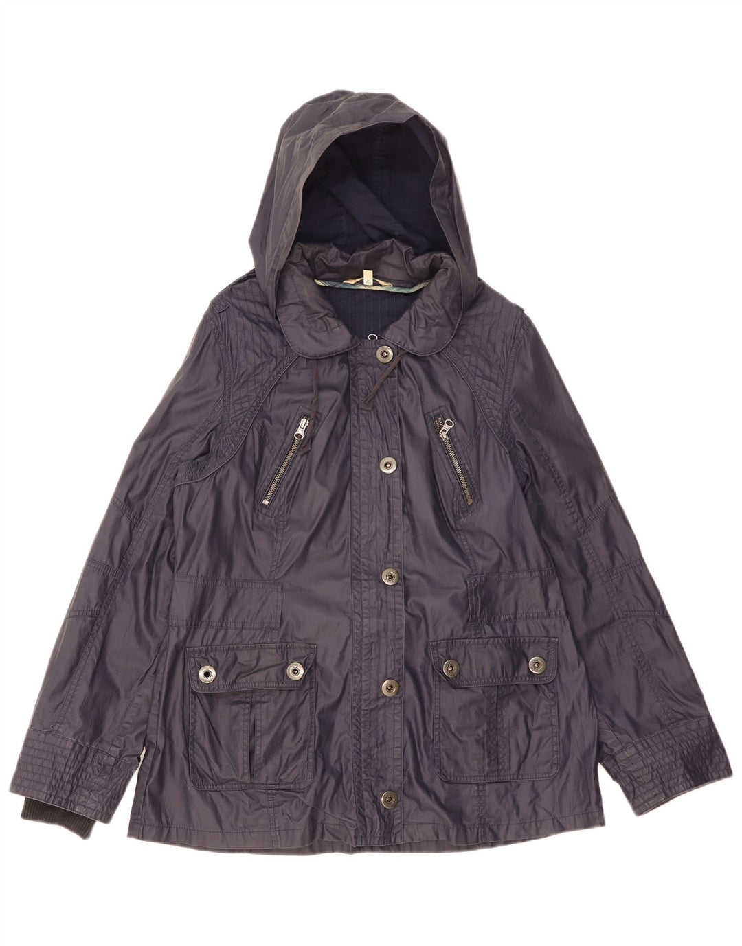 Giacca pratica con cappuccio da donna Marks & Spencer UK 16 grande cotone blu navy