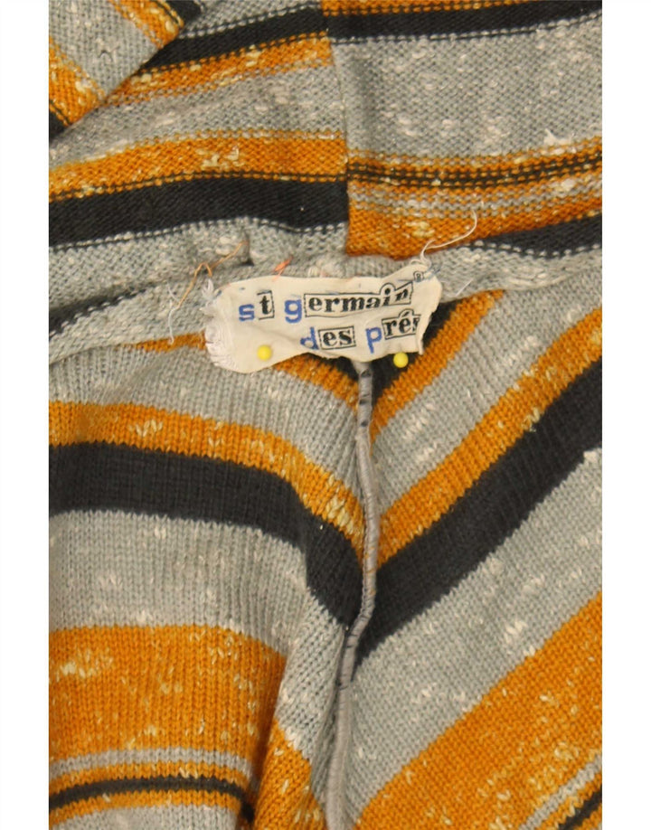 Maglione cardigan con cappuccio da donna vintage taglia unica a righe multicolori