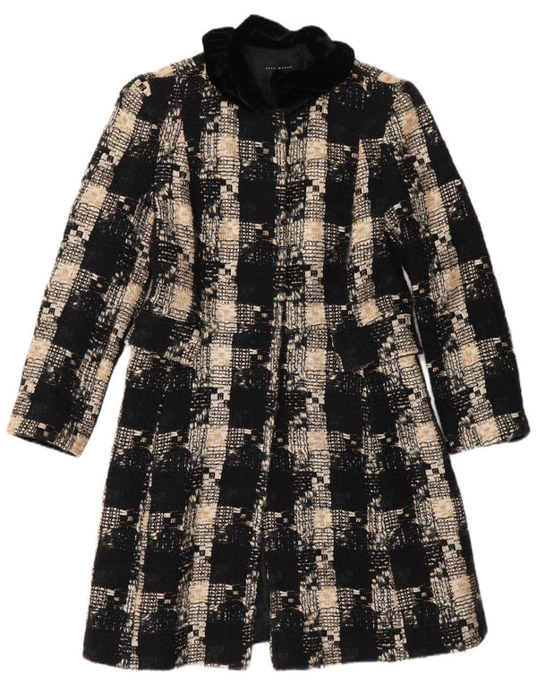 Cappotto Zara da donna UK 12 medio in lana a quadri neri