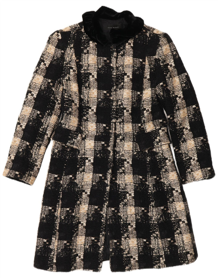 Cappotto Zara da donna UK 12 medio in lana a quadri neri