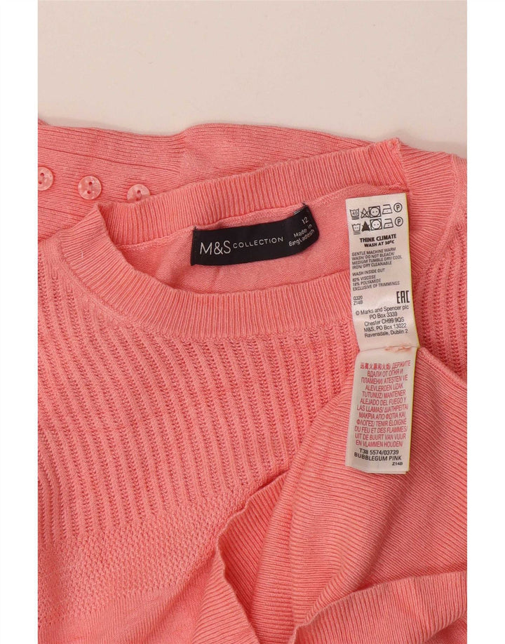 Maglione maglione girocollo da donna Marks & Spencer UK 12 Viscosa rosa medio