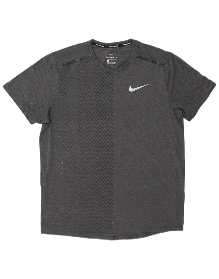 T-shirt Nike Dri Fit da uomo, grande, in poliestere color block grigio