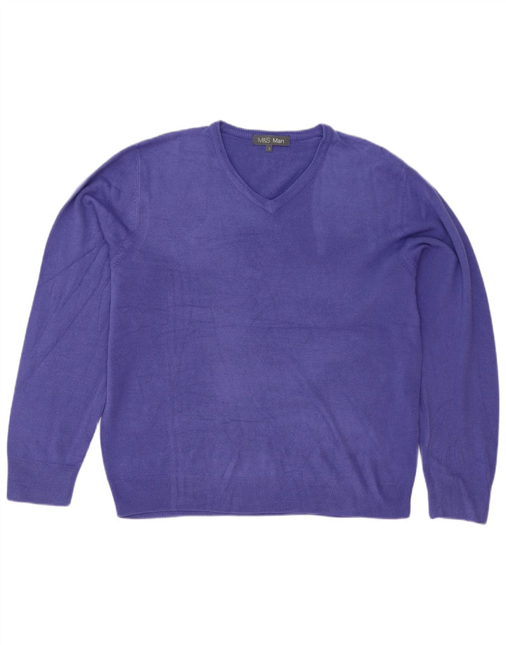 Maglione da uomo con scollo a V Marks & Spencer grande acrilico viola