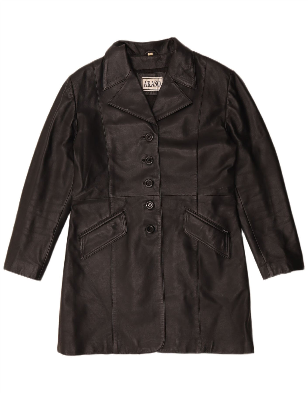 Cappotto in pelle da donna Akaso UK 18 XL Pelle nera