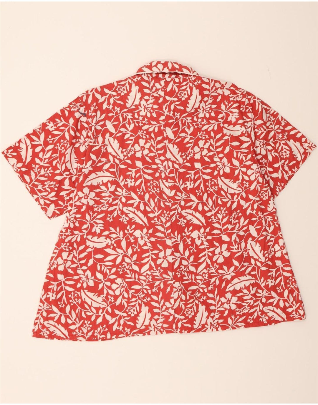 SPRINGFIELD Womens Short Sleeve Shirt UK 14 Medium Red Floral Cotton Vintage Springfield and Second-Hand Springfield from Messina Hembry 