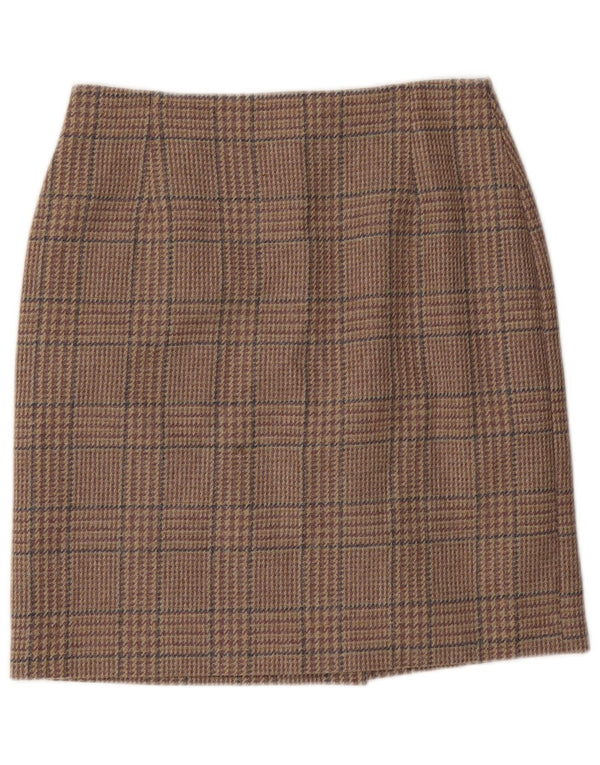 MAX MARA Womens Straight Skirt UK 16 Large W32 Beige Houndstooth Wool