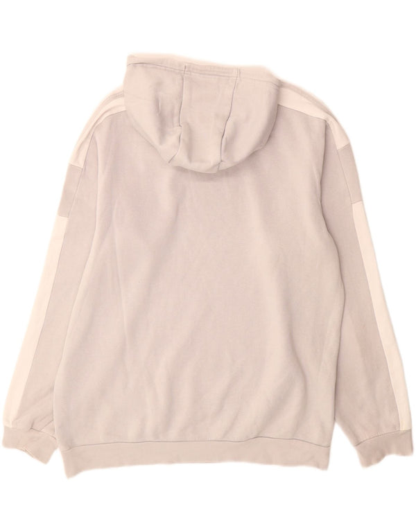 Felpa con cappuccio grafica da uomo Adidas Large in cotone color block grigio