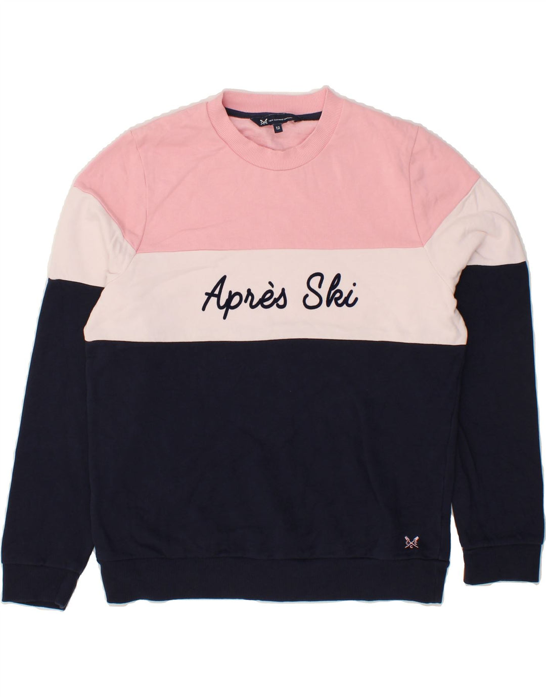 CREW CLOTHING Womens Graphic Sweatshirt Jumper UK 12 Medium Multicoloured Vintage Crew Clothing and Second-Hand Crew Clothing from Messina Hembry 