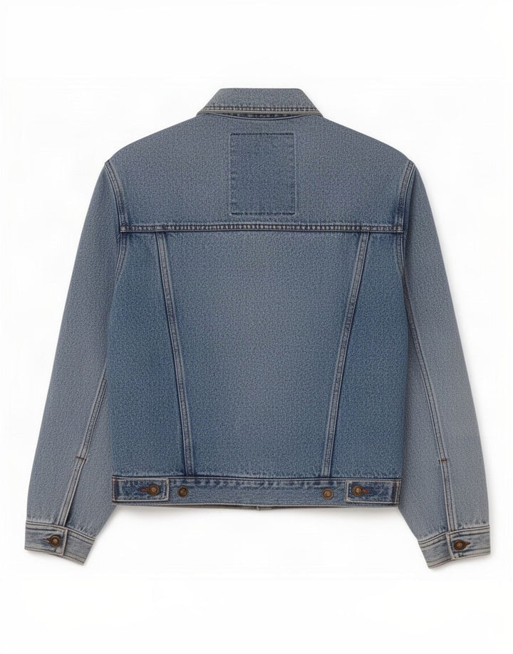 Giacca di jeans vintage da uomo UK 14 blu medio floreale