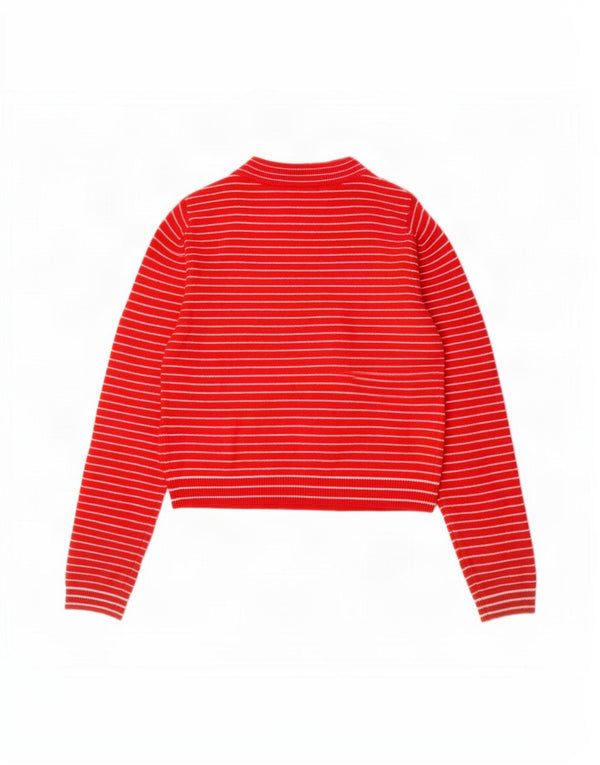 Maglione corto a collo alto da donna Zara UK 10 piccolo gessato rosso