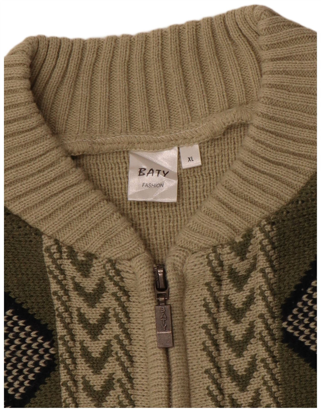 Maglione cardigan da uomo VINTAGE XL Beige acrilico geometrico