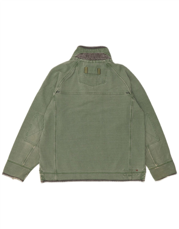 Felpa da uomo con collo con zip Fat Face Maglione in cotone verde medio
