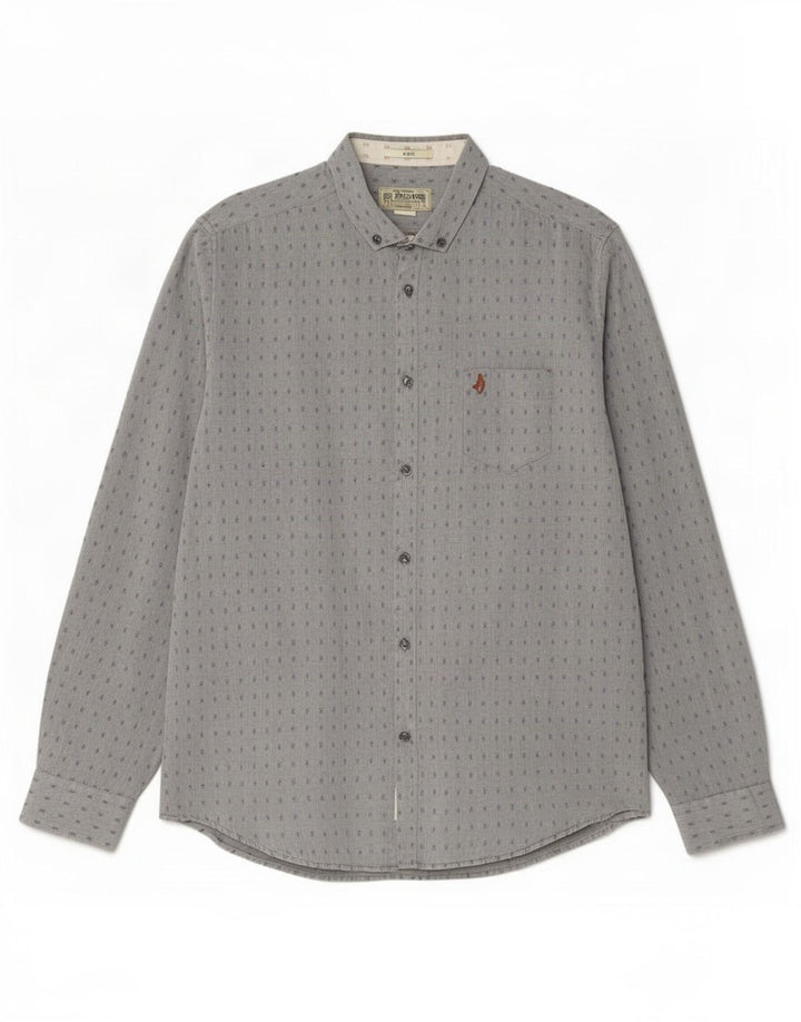 Camicia da uomo Marlboro Classics XL in cotone maculato grigio