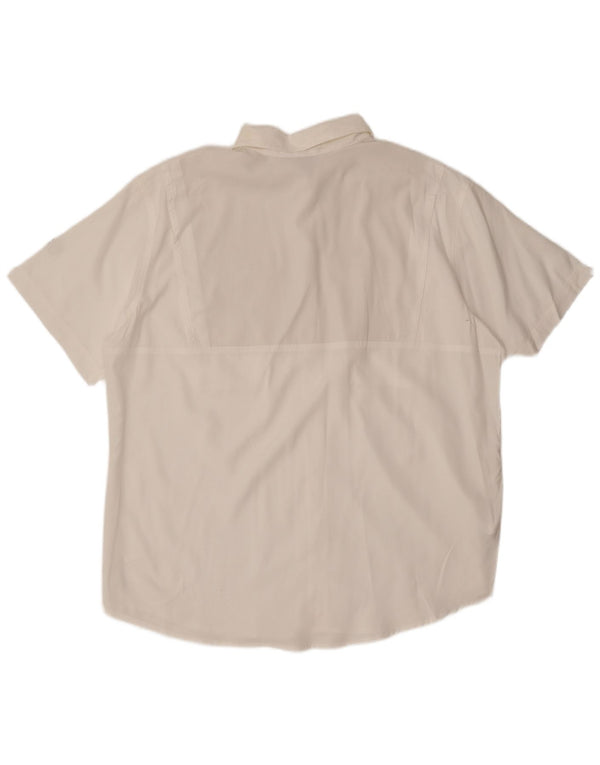 EDDIE BAUER Camicia a maniche corte da uomo XL Poliestere bianco