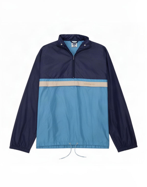 Adidas Uomo Loose Fit Pullover Tuta Top Small Blu Colourblock