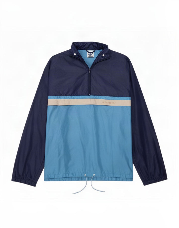 Adidas Uomo Loose Fit Pullover Tuta Top Small Blu Colourblock