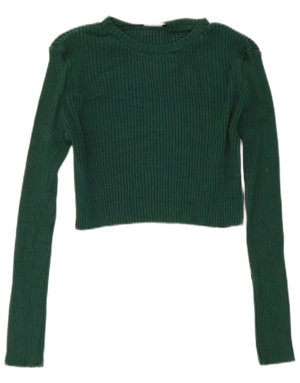 Top corto da donna Zara a maniche lunghe UK 14 grande verde