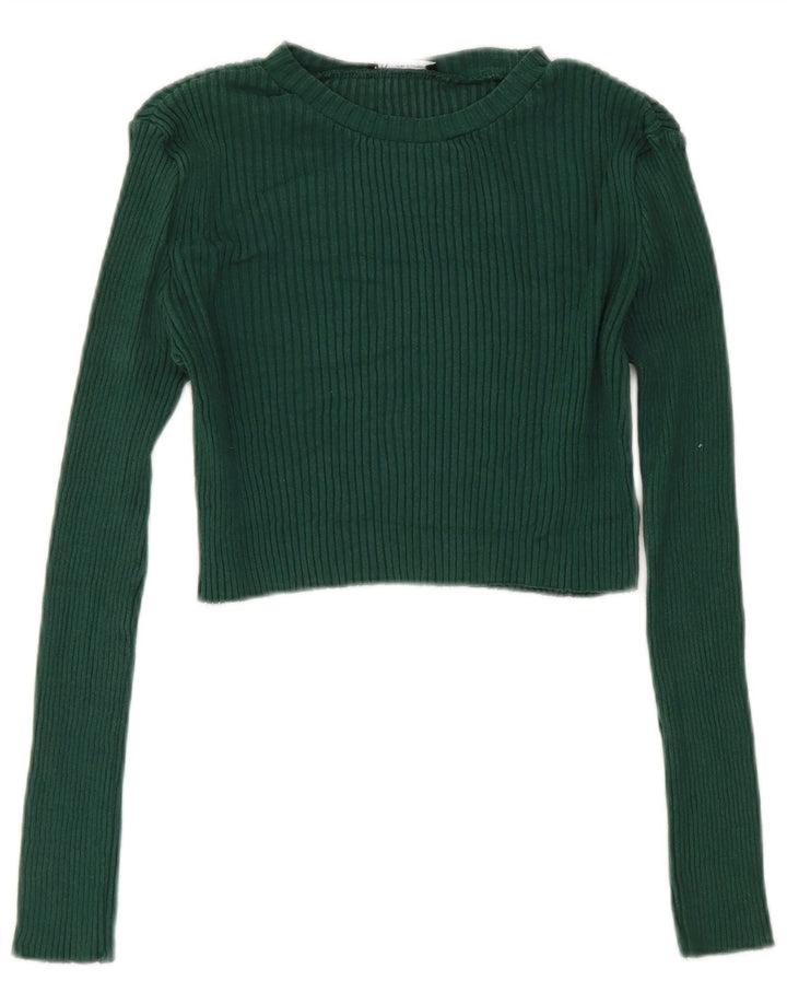Top corto da donna Zara a maniche lunghe UK 14 grande verde