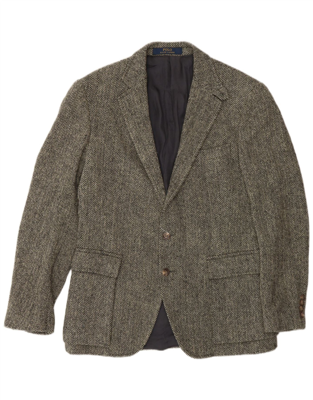 Polo Ralph Lauren Giacca blazer a 2 bottoni da uomo US 40 Large Grey Chevron Wool