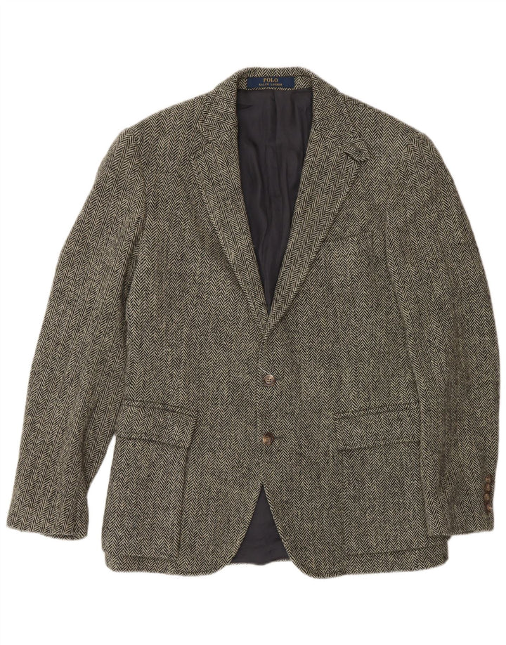 Polo Ralph Lauren Giacca blazer a 2 bottoni da uomo US 40 Large Grey Chevron Wool