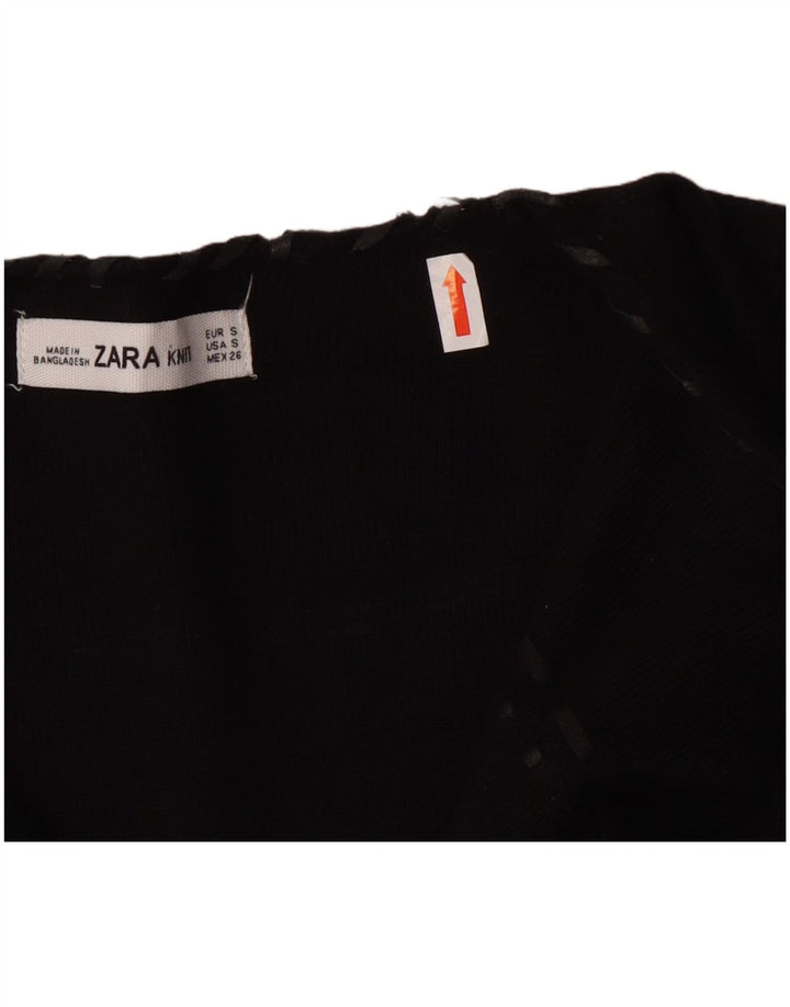 ZARA Womens Open Cardigan Sweater UK 10 Small Black