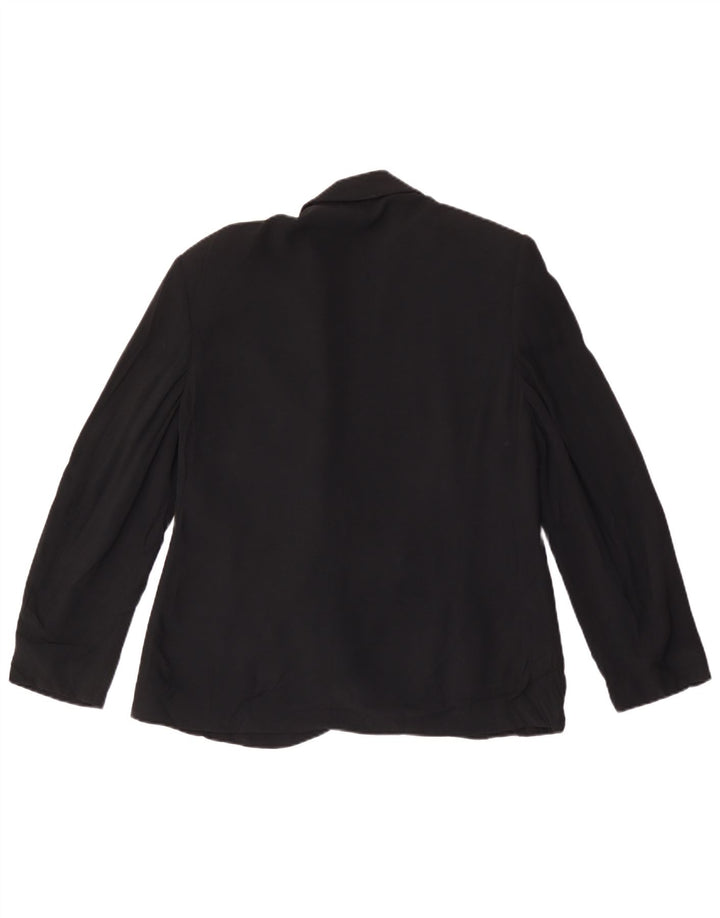 Giacca blazer doppiopetto vintage da donna UK 16 grande nera