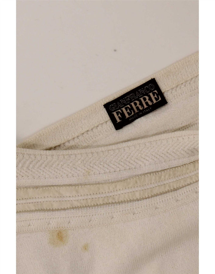 Gianfranco Ferre Maglione da donna con scollo a barca UK 10 piccolo bianco